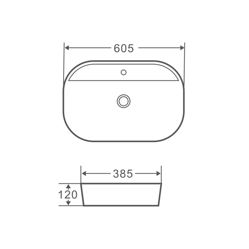 Eden 605mm Gloss White Above Counter Basin