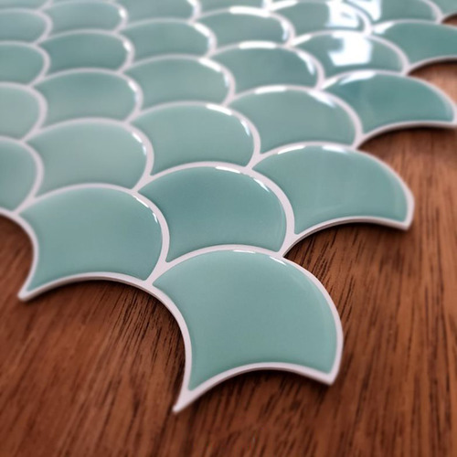 Turquoise Fish Scale Mosaic Tile