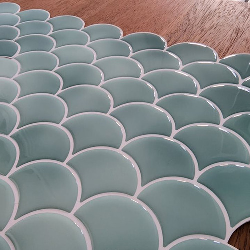 Turquoise Fish Scale Mosaic Tile