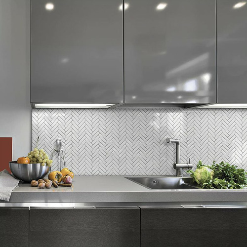 White Herringbone Mosaic Tile