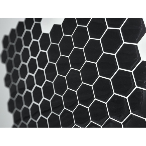 Black Hexagon Stick on Tile (10 Pack) | Temple & Webster