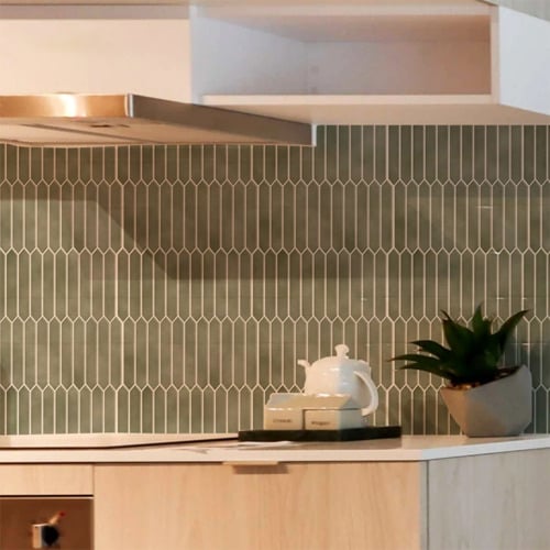 Dusty Green Picket Mosaic Tile