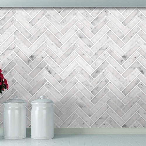 Black Herringbone Stick on Tile (10 Pack)