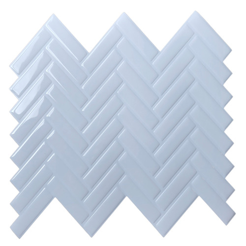 White Herringbone Stick on Tile (10 Pack)