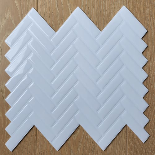 White Herringbone Stick on Tile (10 Pack) | Temple & Webster