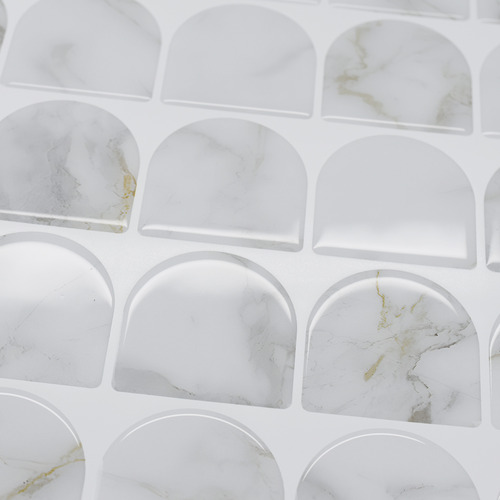 White Arch Marble Look Stick on Tile (10 Pack)