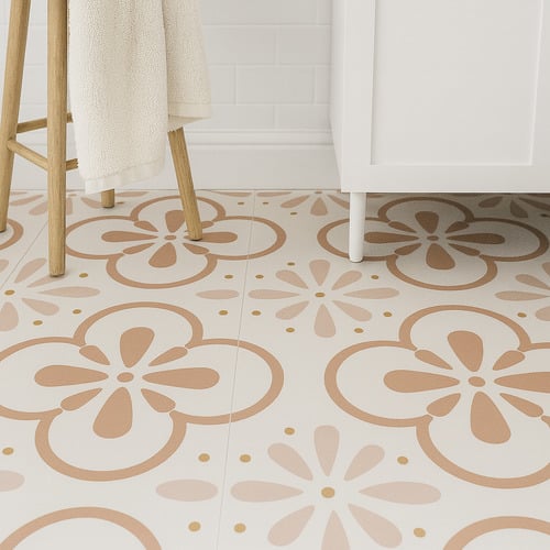 Pink Flower Stick on Tile (10 Pack)