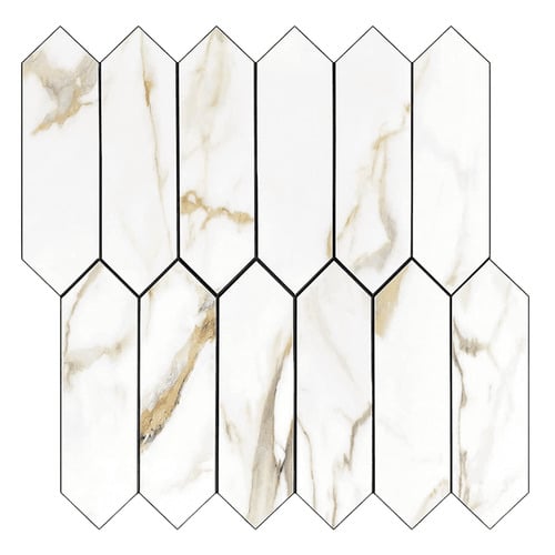 Calacatta Marble Picket Stick on Tile (10 Pack)