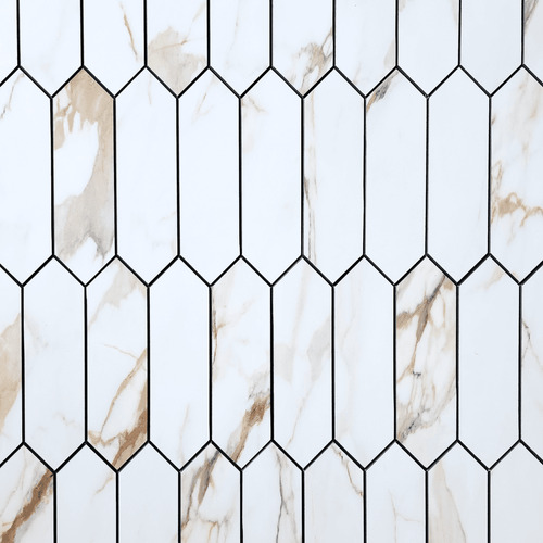 Calacatta Marble Picket Stick on Tile (10 Pack)