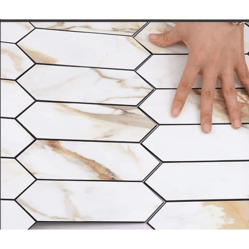 Calacatta Marble Picket Stick on Tile (10 Pack)