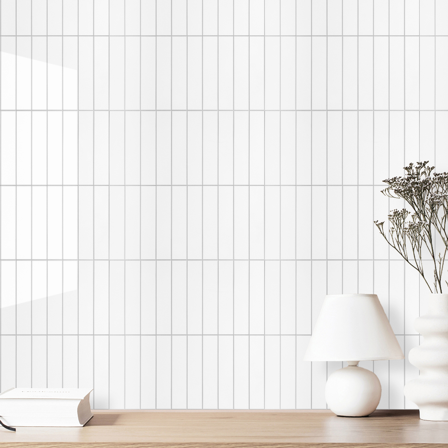 Peel & Stick Gloss White Kit Kat Stick on Tile