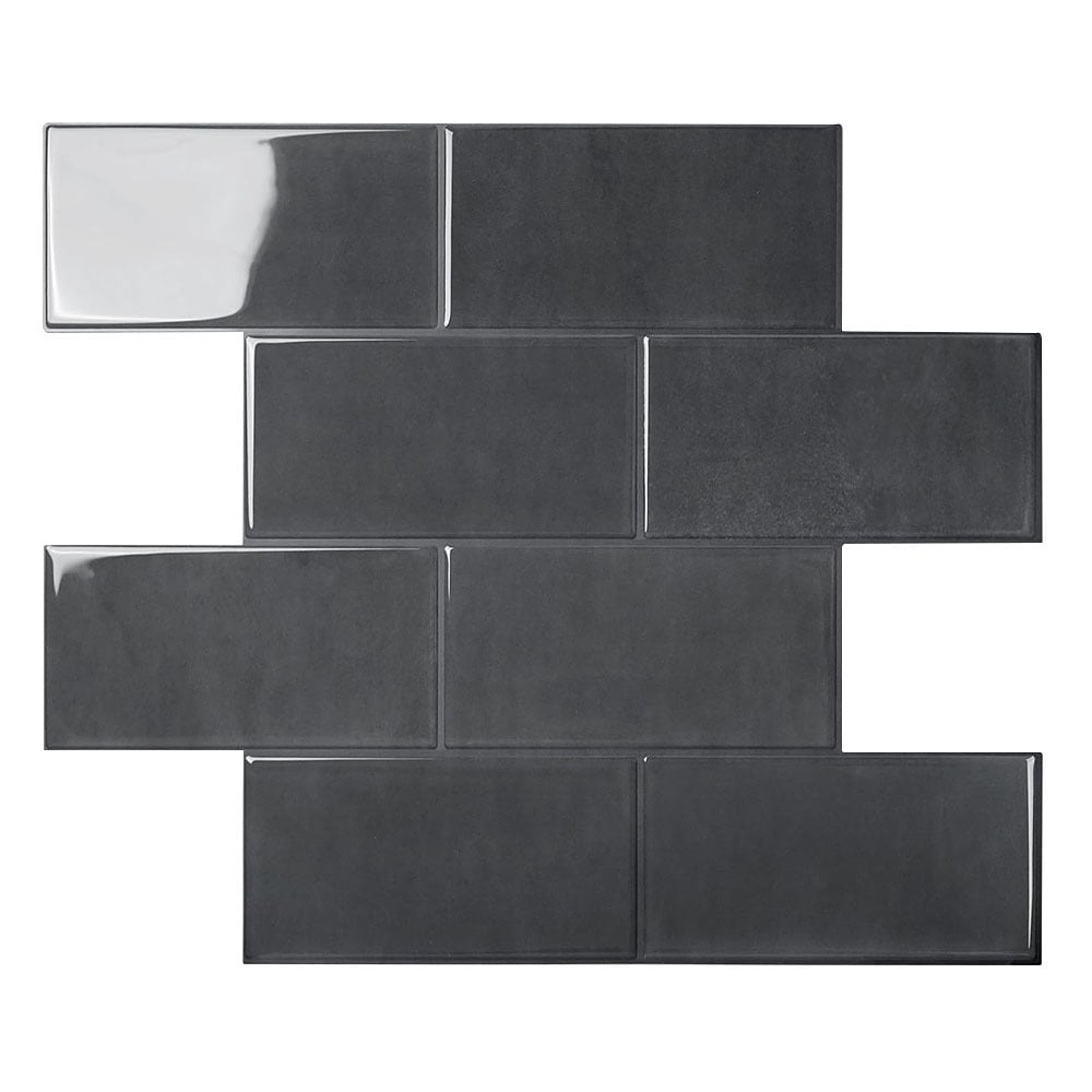 Peel & Stick Dark Grey Subway Stick on Tile (10 Pack)