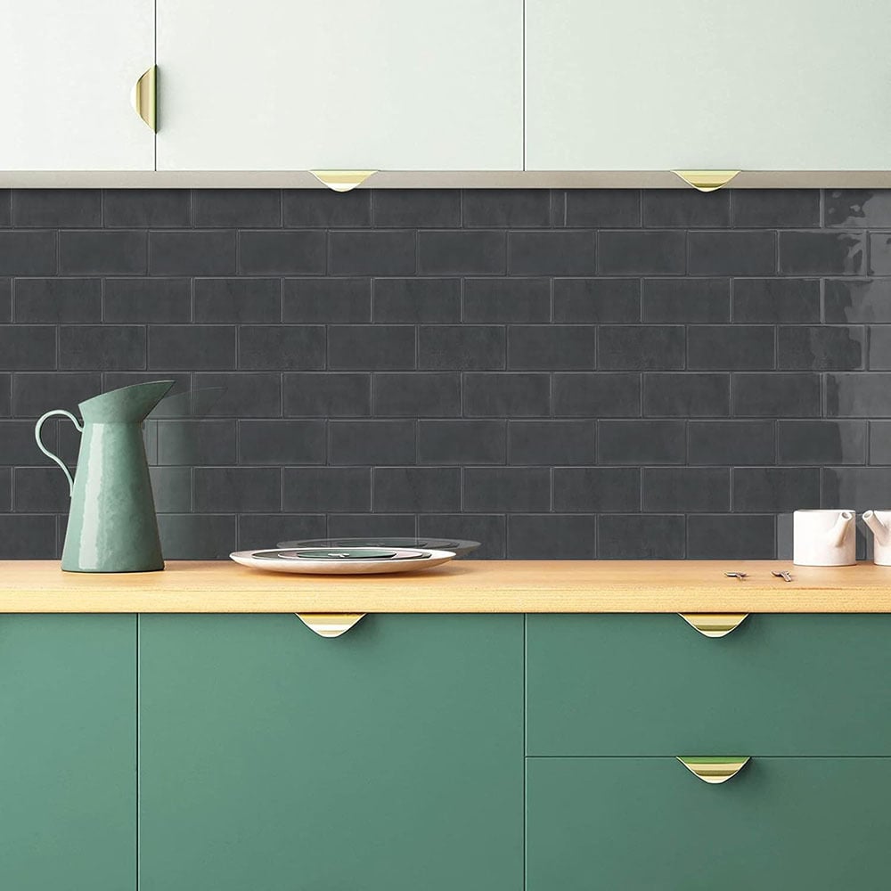 Peel & Stick Dark Grey Subway Stick on Tile (10 Pack)