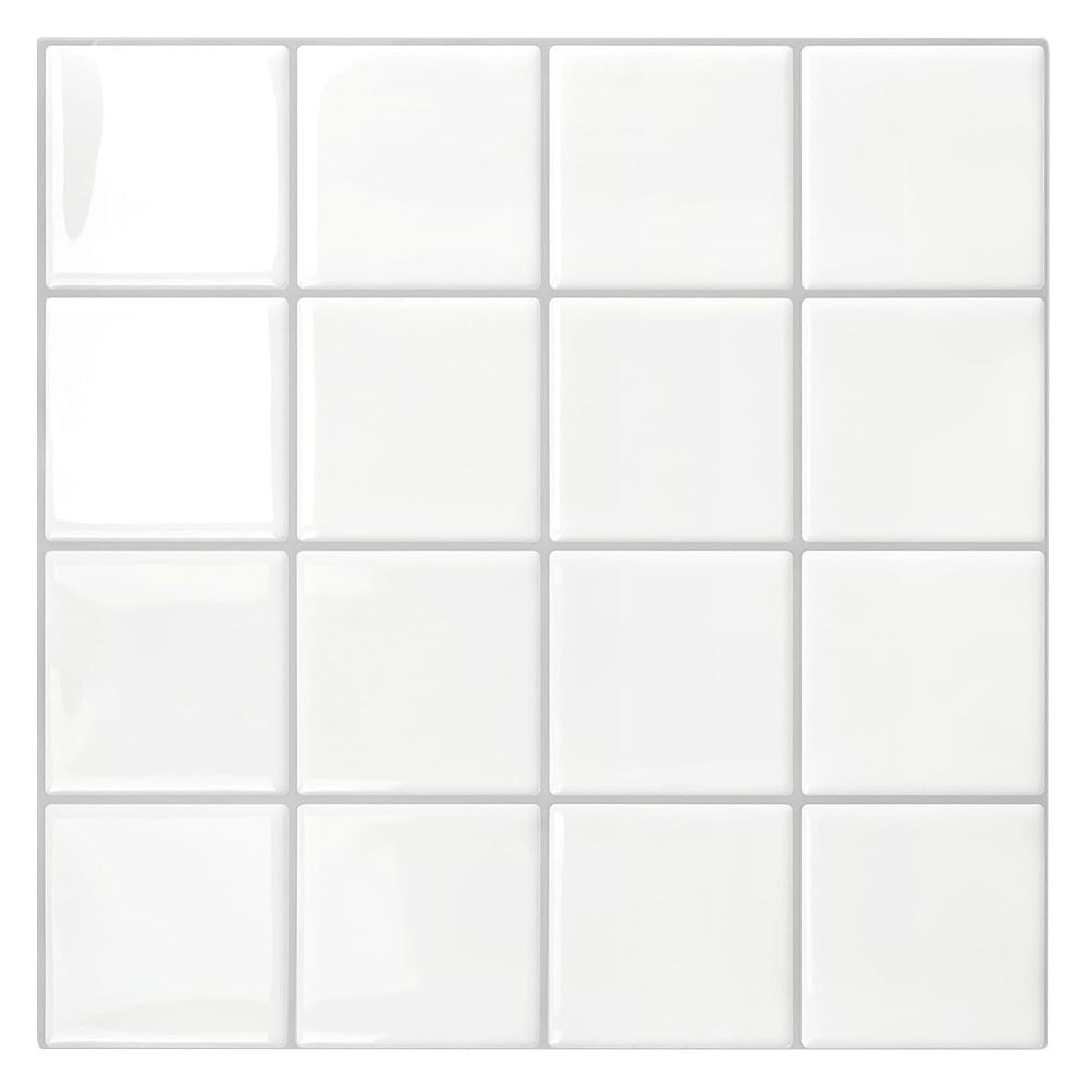 Peel & Stick White Small Square Stick on Tile (10 Pack)