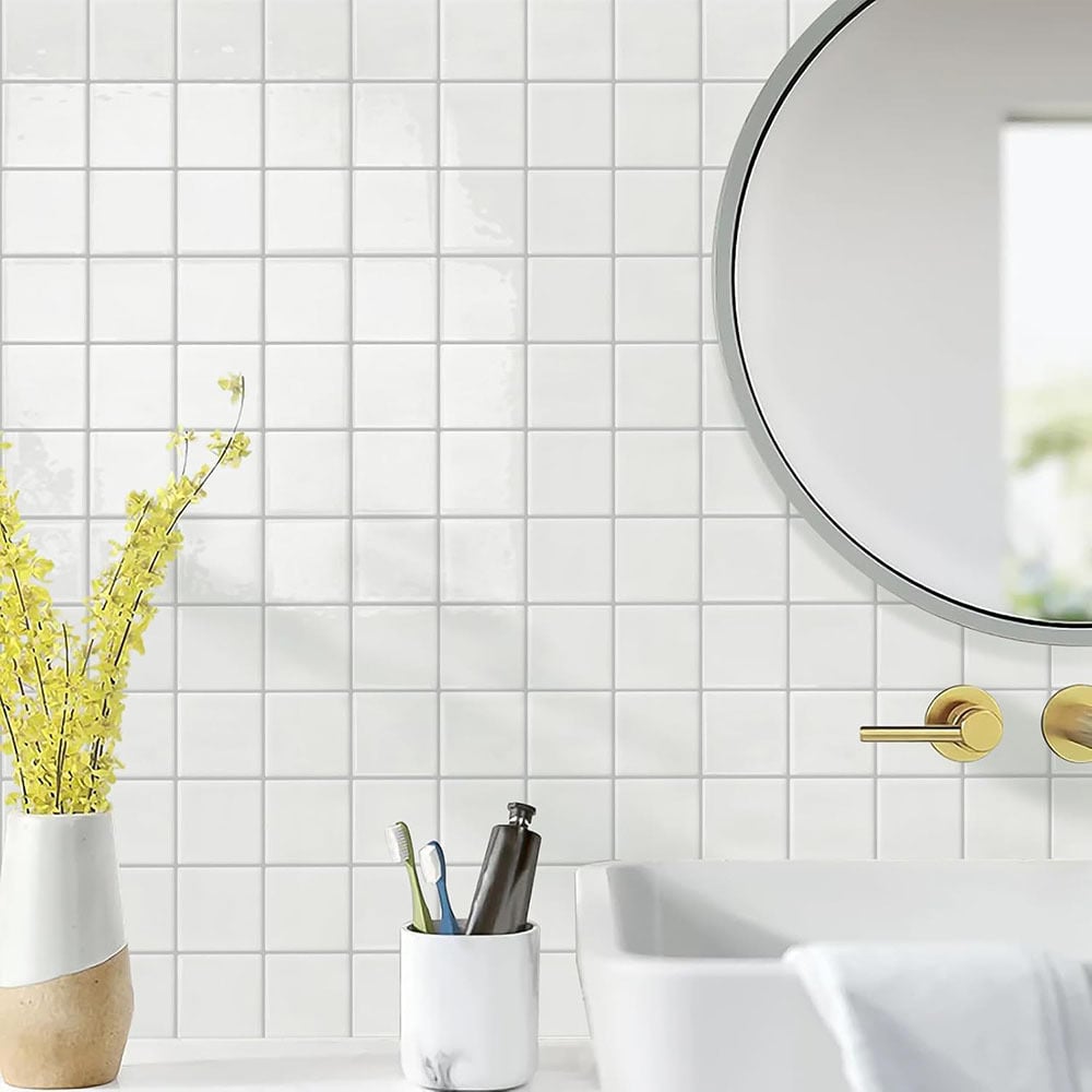 Peel & Stick White Small Square Stick on Tile (10 Pack)