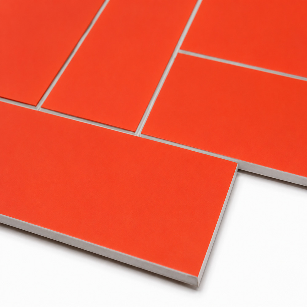 Peel & Stick Matte Orange Herringbone Stick on Tile (10 Pack)