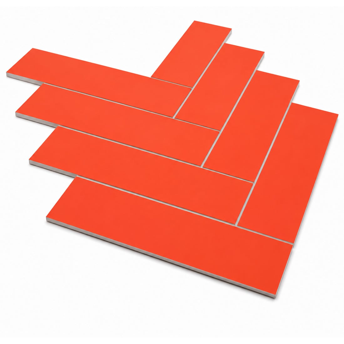 Peel & Stick Matte Orange Herringbone Stick on Tile (10 Pack)
