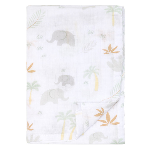 Little Haven Elephant Cotton Muslin Wrap | Temple & Webster