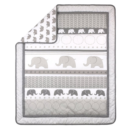 Little Haven Grey Elephant Cot Quilt Temple & ster