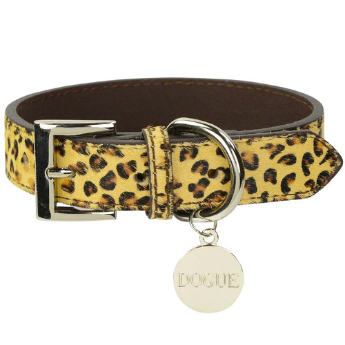 Leopard Print Leather Dog Collar Temple & ster