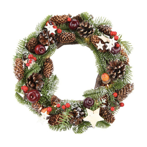 HollyandIvy 33cm Traditional Faux Pine Christmas Wreath | Temple & Webster