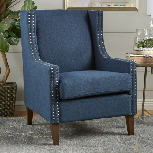 SandStoneSea Woods Studded Wingback Club Armchair | Temple & Webster