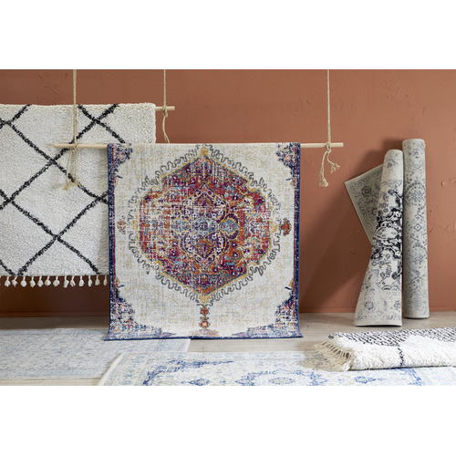 SandStoneSea Blue & Cream Evanna VintageStyle Rug Temple & ster