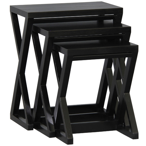 SandStoneSea 3 Piece Black Larsson Mahogany Nesting Tables Set Temple