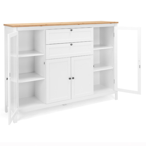 SandStoneSea White Brenna Sideboard with Glass Doors | Temple & Webster