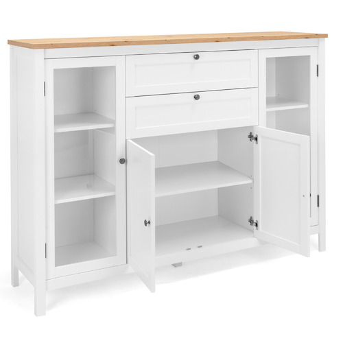 SandStoneSea White Brenna Sideboard with Glass Doors | Temple & Webster