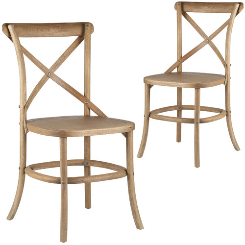 SandStoneSea Cross Back Parisian Dining Chairs with Solid Seats