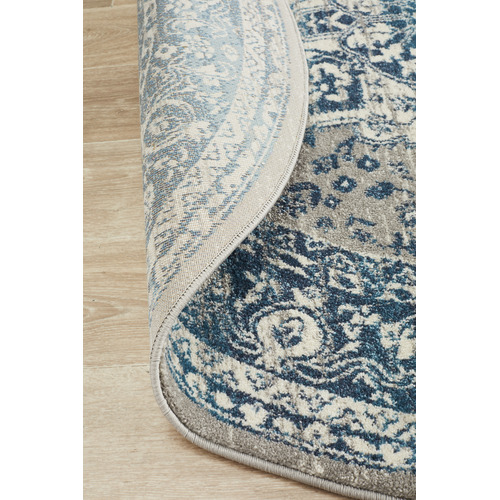SandStoneSea Sky Blue Florette Vintage Look Round Rug Temple & ster
