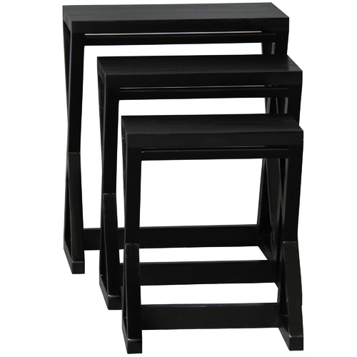 SandStoneSea 3 Piece Black Larsson Mahogany Nesting Tables Set Temple