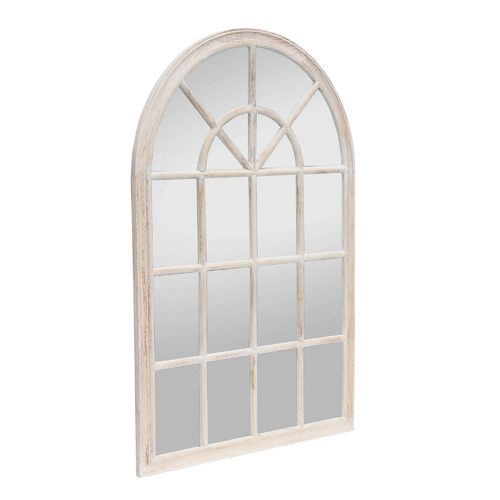 SandStoneSea Hamptons Whitewashed Arched Wooden Mirror Temple & ster