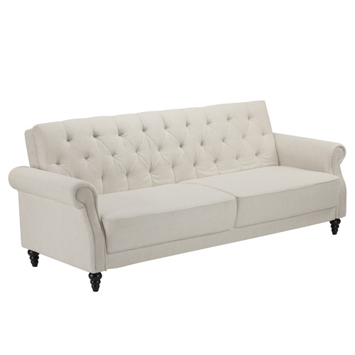 SandStoneSea Richmond 3 Seater Linen Chesterfield Sofa Bed Temple