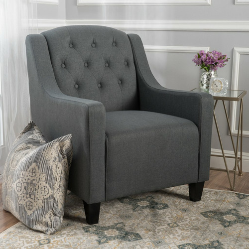 SandStoneSea Dark Grey Lakewood Fabric Armchair | Temple & Webster