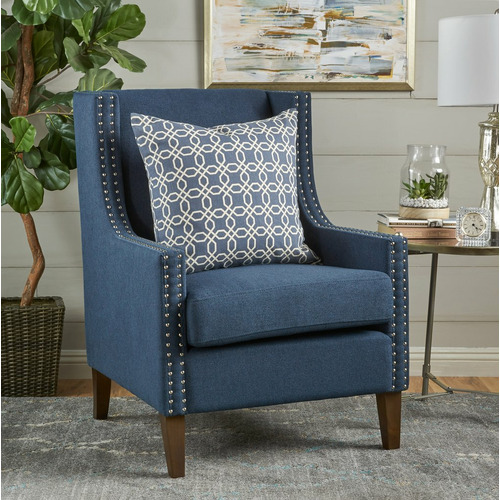 SandStoneSea Woods Studded Wingback Club Armchair | Temple & Webster