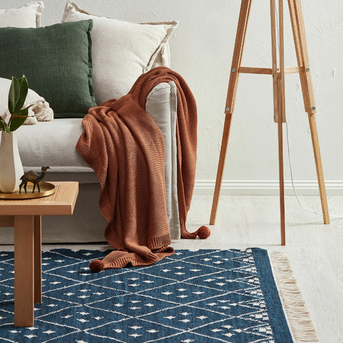 SandStoneSea Pom Pom Knitted Cotton Throw Temple & ster