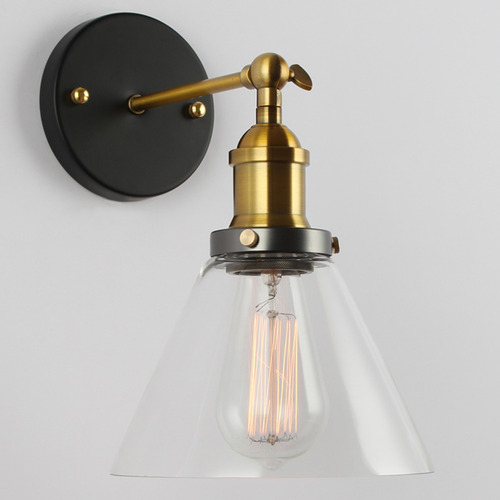 SandStoneSea Clear Glass Funnel Filament Wall Light | Temple & Webster