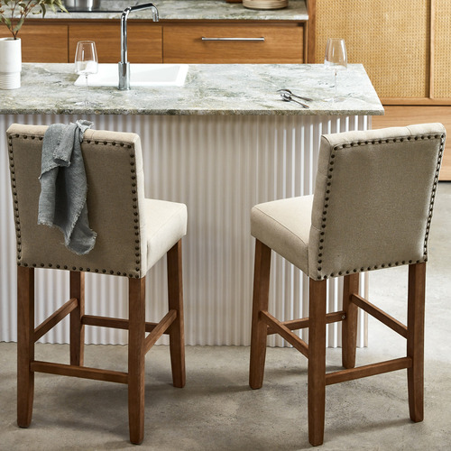 SandStoneSea 65cm Windsor Provincial Linen Barstools Temple & ster