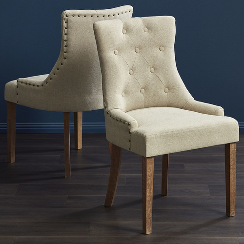 SandStoneSea Beige Windsor Scoop Back Dining Chairs | Temple & Webster