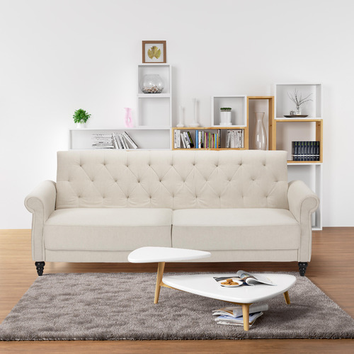 SandStoneSea Richmond 3 Seater Linen Chesterfield Sofa Bed Temple