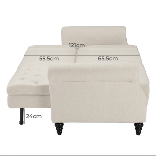 SandStoneSea Richmond 3 Seater Linen Chesterfield Sofa Bed Temple