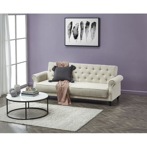 SandStoneSea Richmond 3 Seater Linen Chesterfield Sofa Bed Temple