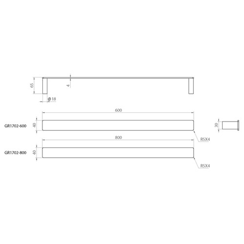 Single Bar The Gabe Stainless Steel Towel Rail