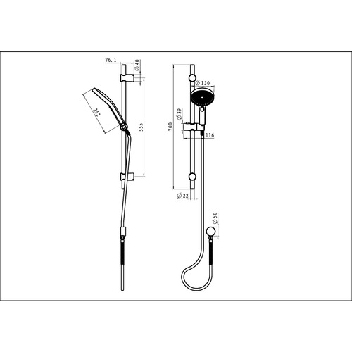 5 Piece The Gabe Hand-Held Shower Head Set