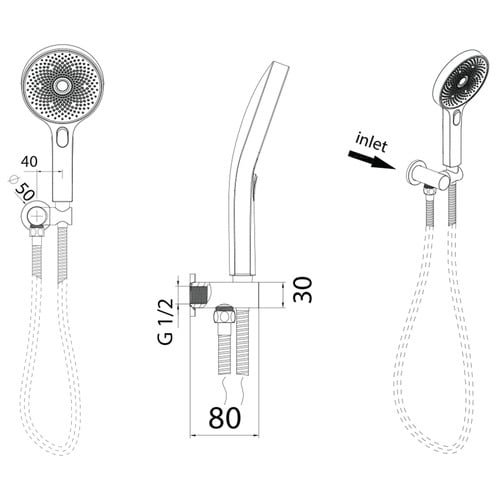 3 Piece The Gabe Hand-Held Shower Head Set