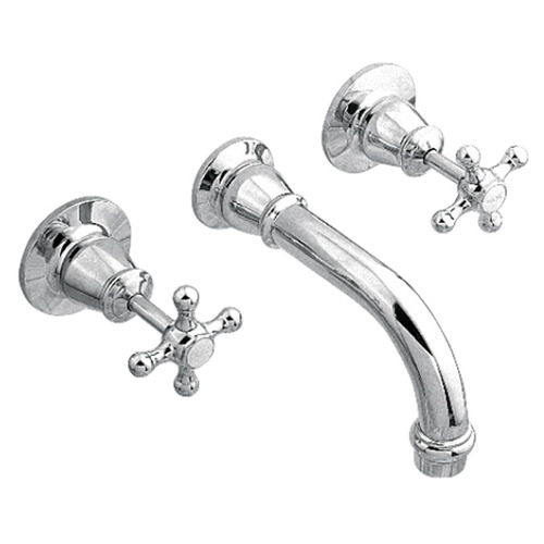 Bianka 3 Piece Noosa Brass Bath Spout & Wall Mixer Set Temple & ster