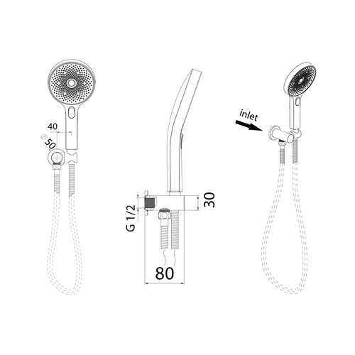 3 Piece The Gabe Hand-Held Shower Head Set