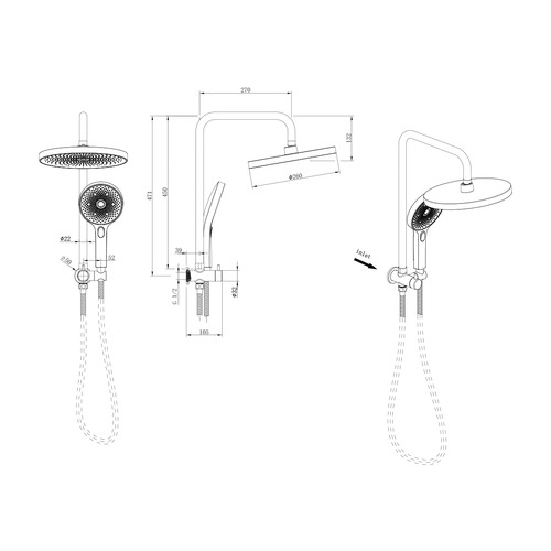 5 Piece The Gabe Shower Set